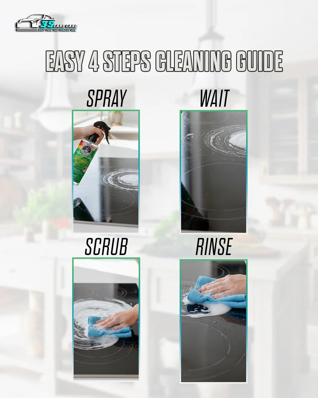 Kitchen Cleaner & Degreaser – Heavy Duty, Germ-Killing & Grease-Fighting Formula  THREE GUYS -